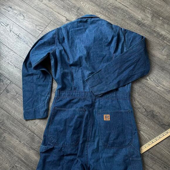 Vintage Retro Blue Denim Big Ben Wrangler Carpenter Coveralls Jumpsuit Jean - Picture 5 of 8